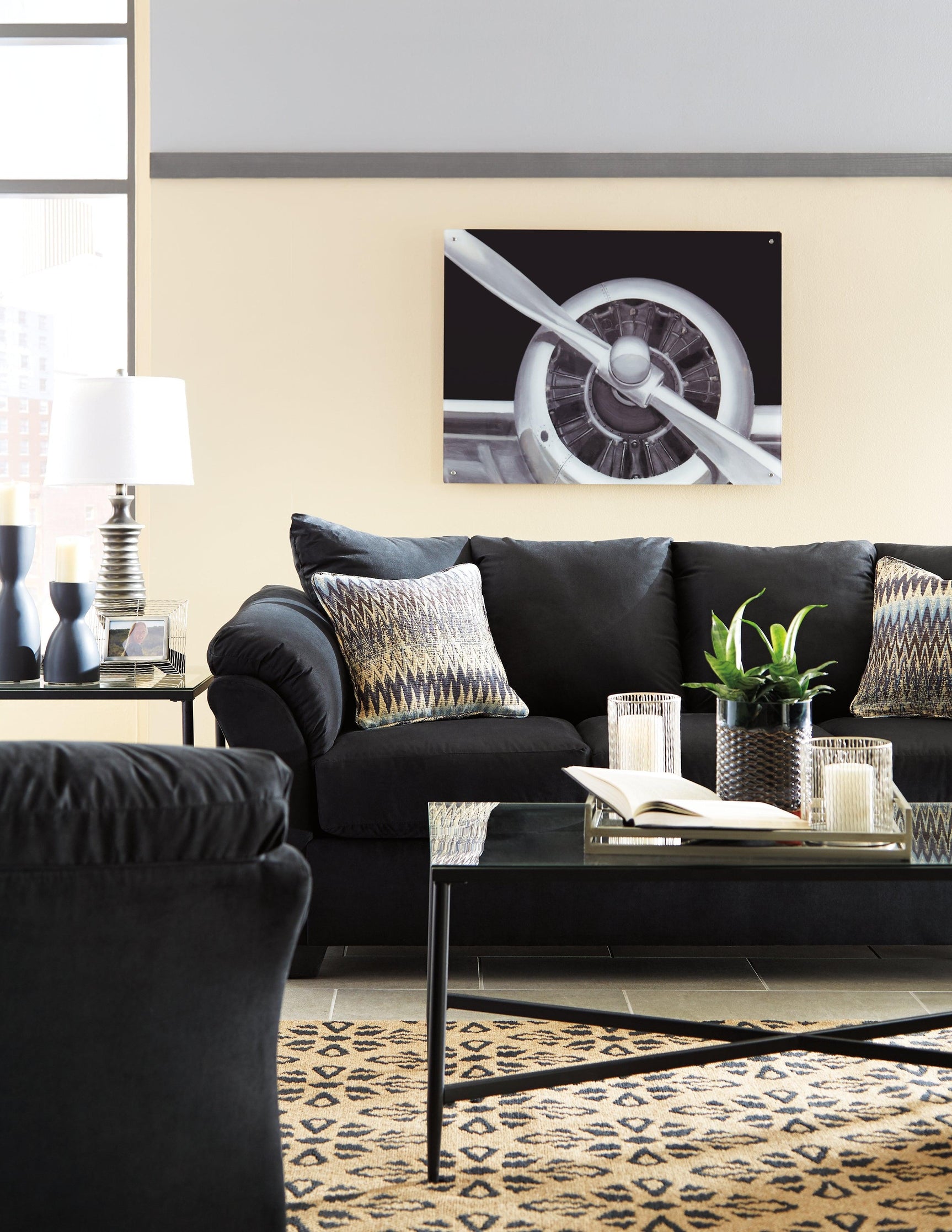 Darcy Black Microfiber Sofa - Ella Furniture