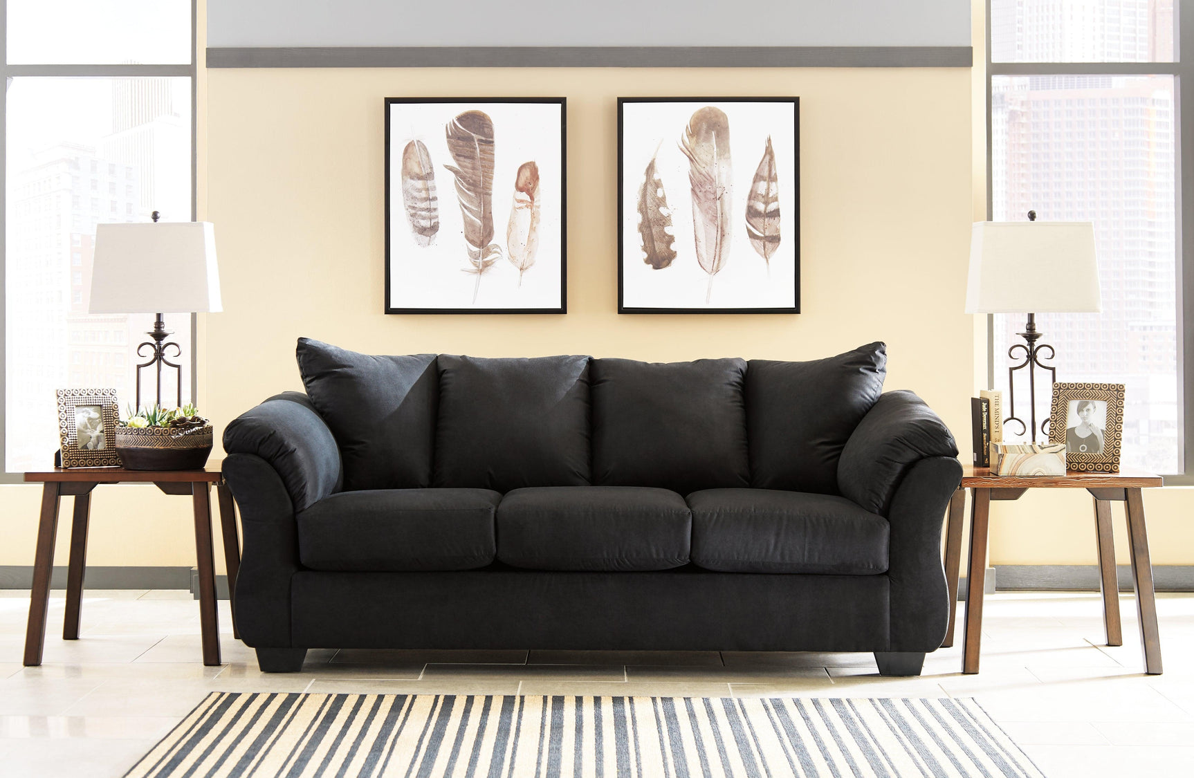 Darcy Black Microfiber Sofa - Ella Furniture