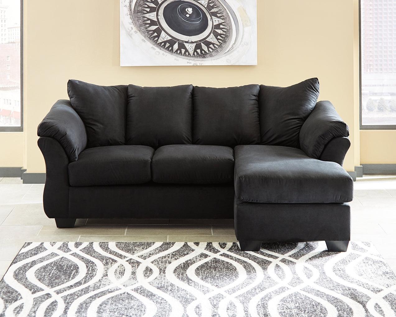 Darcy Black Microfiber Sofa Chaise - Ella Furniture