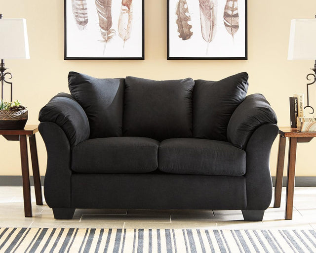 Darcy Black Microfiber Loveseat - Ella Furniture