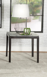 Mozzi Square End Table Faux Grey Marble And Black - Ella Furniture