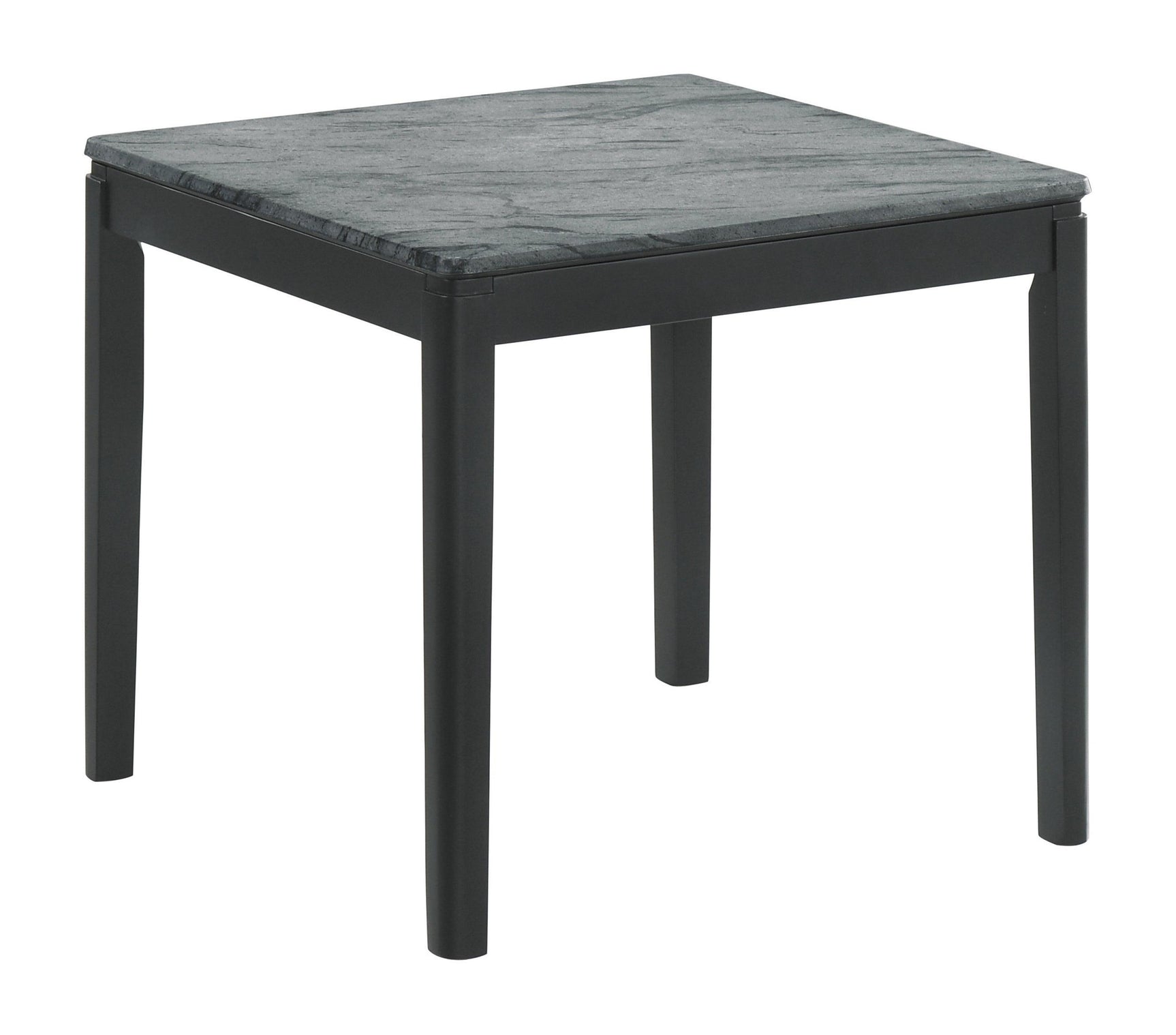 Mozzi Square End Table Faux Grey Marble And Black - Ella Furniture