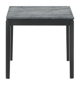 Mozzi Square End Table Faux Grey Marble And Black - Ella Furniture