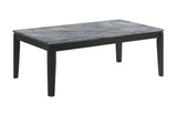 Mozzi Rectangular Coffee Table Faux Grey Marble And Black - Ella Furniture