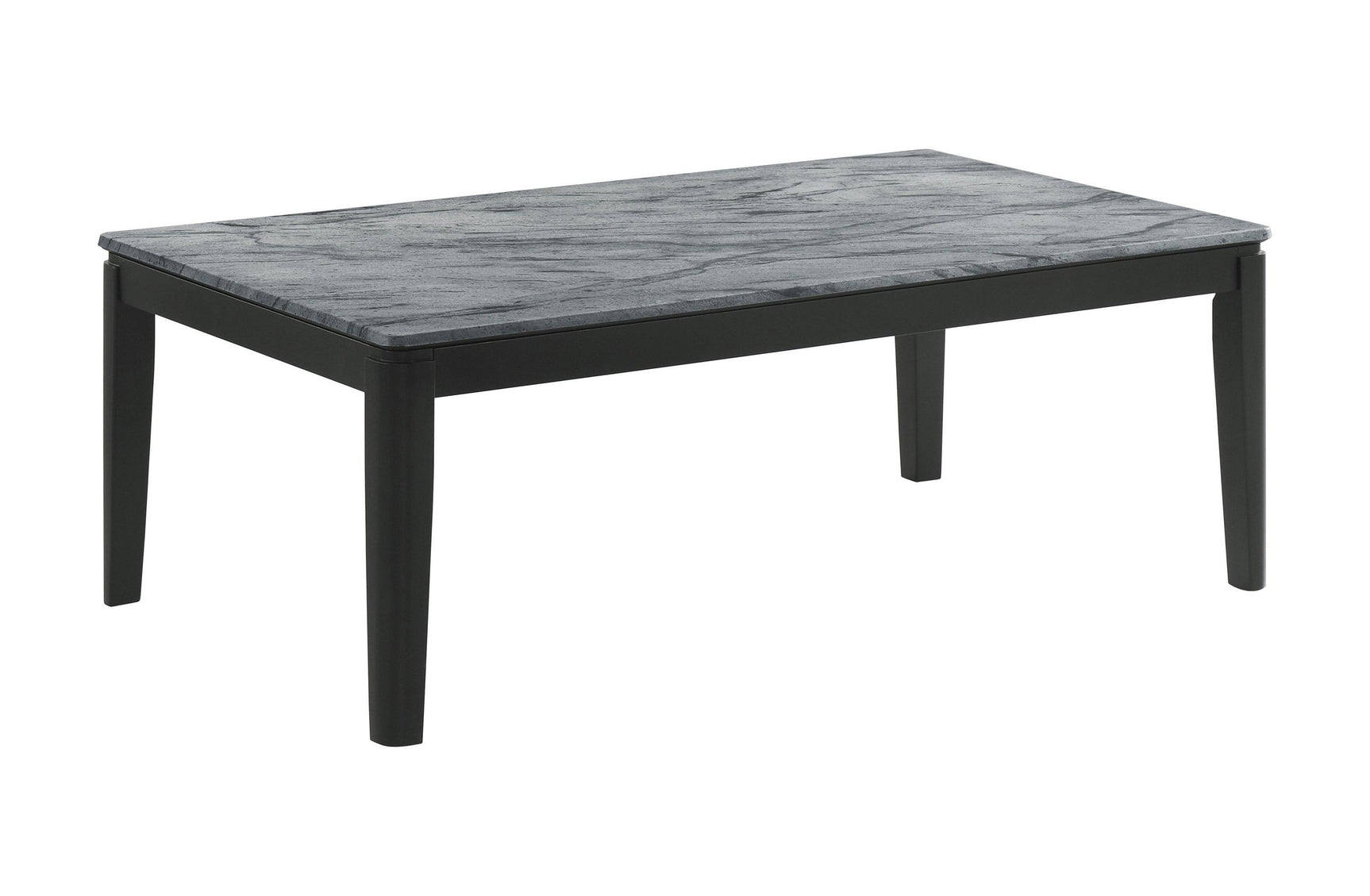 Mozzi Rectangular Coffee Table Faux Grey Marble And Black - Ella Furniture