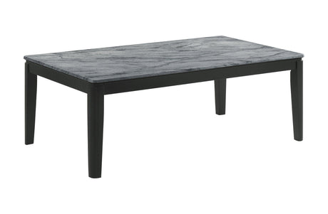 Mozzi Rectangular Coffee Table Faux Grey Marble And Black - Ella Furniture