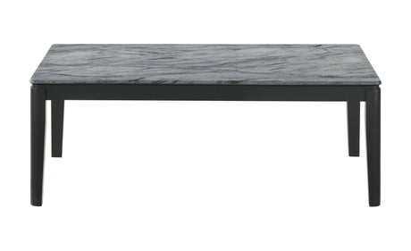 Mozzi Rectangular Coffee Table Faux Grey Marble And Black - Ella Furniture