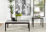 Mozzi Rectangular Coffee Table Faux Grey Marble And Black - Ella Furniture