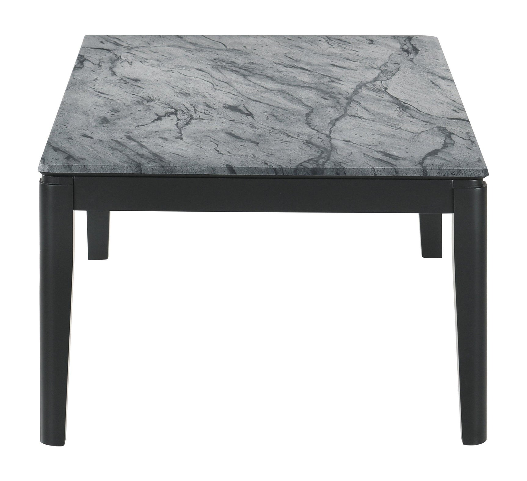 Mozzi Rectangular Coffee Table Faux Grey Marble And Black - Ella Furniture