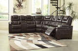 Warnerton Chocolate Faux Leather 3-Piece Power Reclining Sectional - Ella Furniture