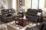 Warnerton Chocolate Faux Leather Power Recliner - Ella Furniture