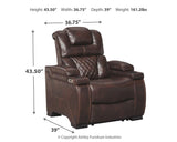 Warnerton Chocolate Faux Leather Power Recliner - Ella Furniture