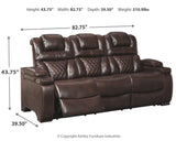 Warnerton Chocolate Faux Leather Power Reclining Sofa - Ella Furniture