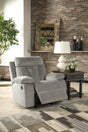 Mitchiner Fog Microfiber Recliner - Ella Furniture