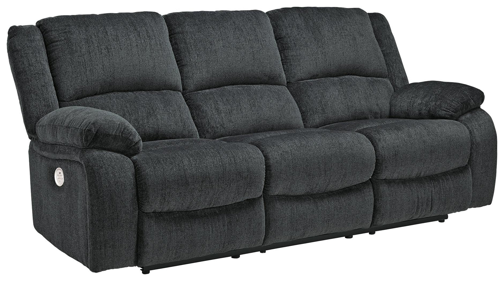 Draycoll Pewter Chenille Power Reclining Sofa - Ella Furniture