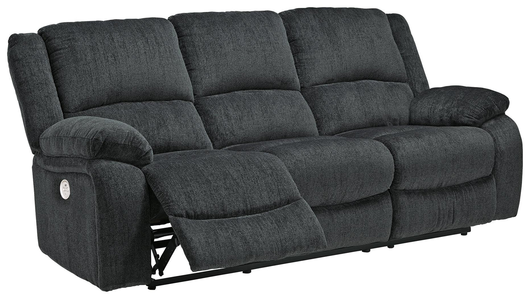 Draycoll Pewter Chenille Power Reclining Sofa - Ella Furniture