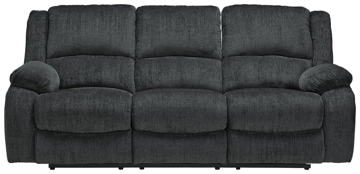 Draycoll Slate Chenille Reclining Sofa - Ella Furniture