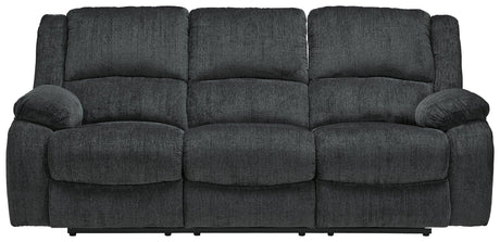 Draycoll Slate Chenille Reclining Sofa - Ella Furniture