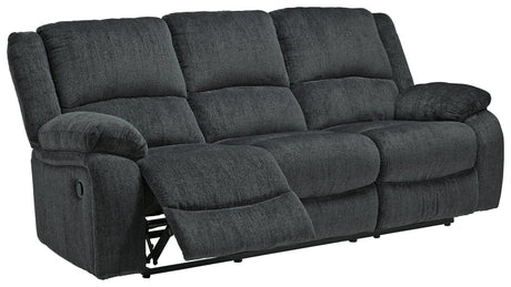 Draycoll Slate Chenille Reclining Sofa - Ella Furniture