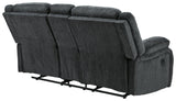 Draycoll Slate Chenille Reclining Loveseat With Console - Ella Furniture