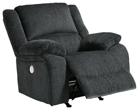 Draycoll Slate Chenille Power Recliner - Ella Furniture