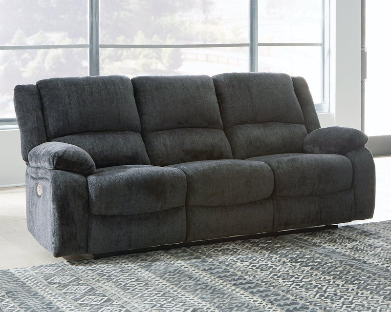Draycoll Slate Chenille Power Reclining Sofa - Ella Furniture