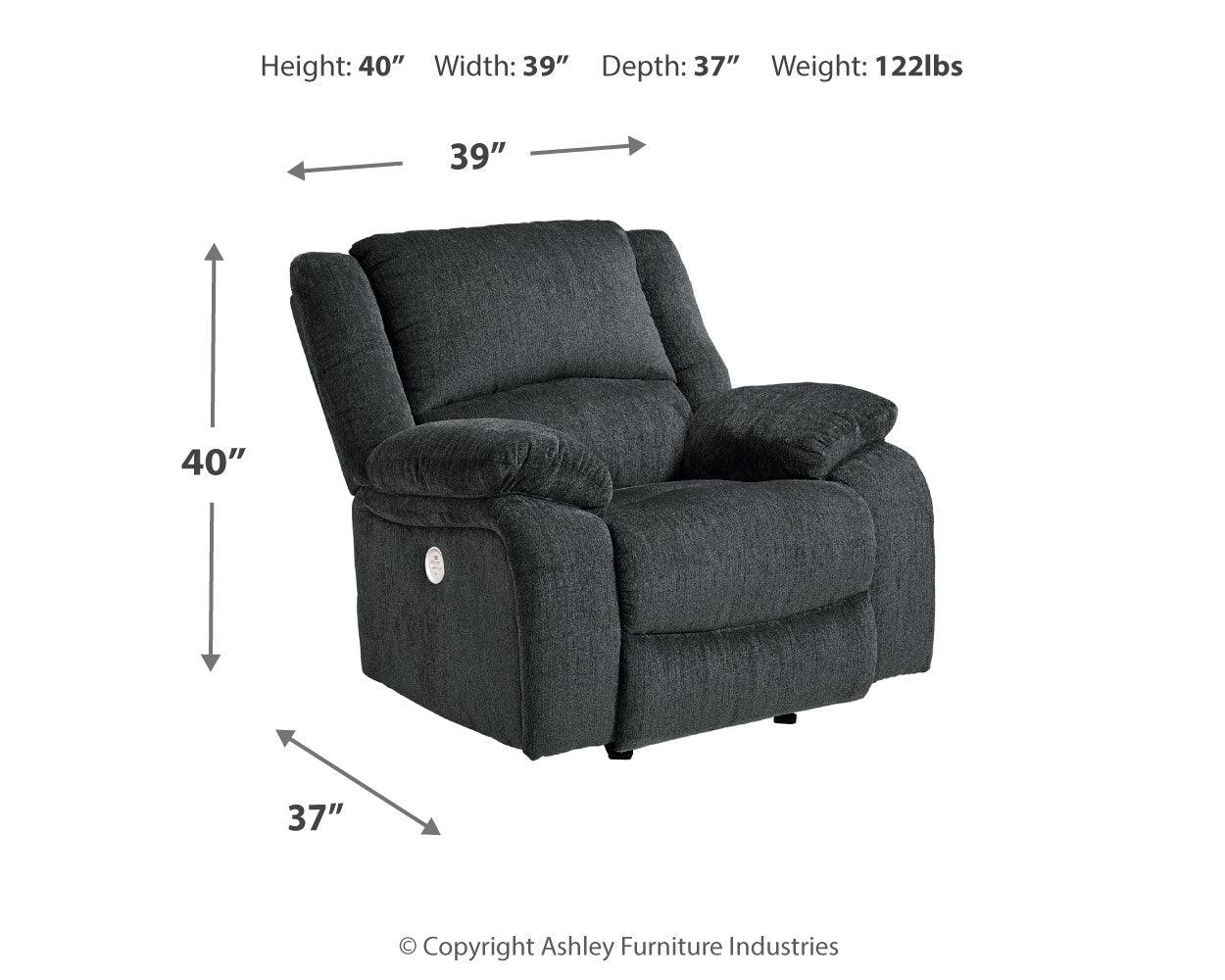 Draycoll Slate Chenille Power Recliner - Ella Furniture