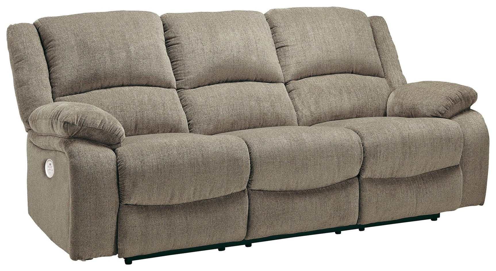 Draycoll Pewter Chenille Power Reclining Sofa - Ella Furniture