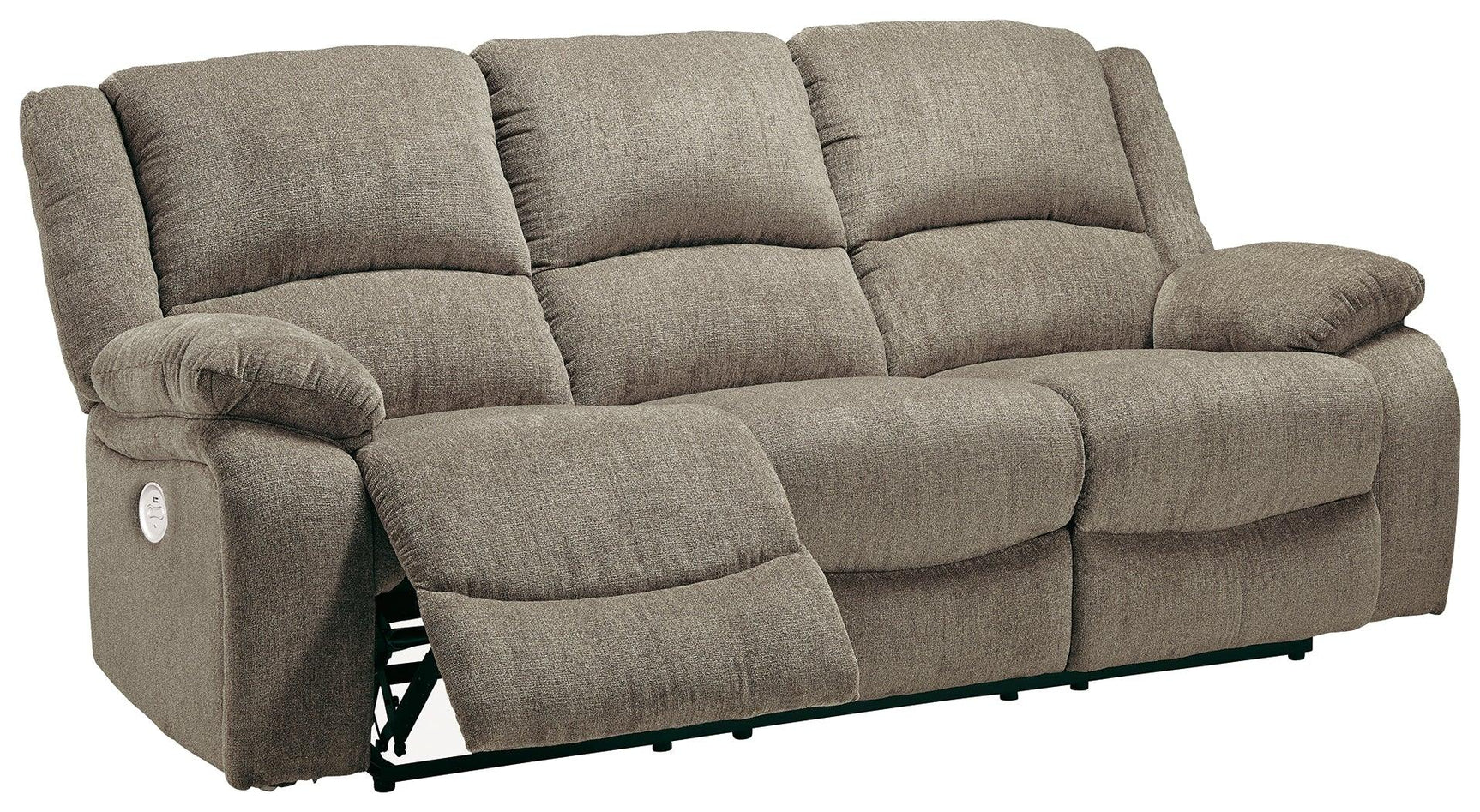 Draycoll Pewter Chenille Power Reclining Sofa - Ella Furniture