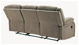 Draycoll Pewter Chenille Reclining Sofa - Ella Furniture