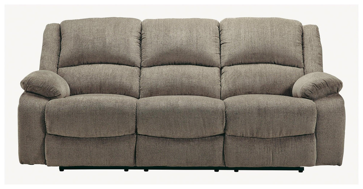 Draycoll Slate Chenille Reclining Sofa - Ella Furniture
