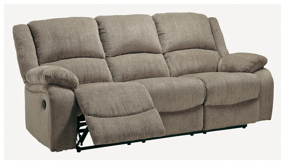 Draycoll Slate Chenille Reclining Sofa - Ella Furniture