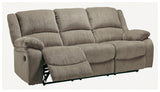 Draycoll Pewter Chenille Reclining Sofa - Ella Furniture