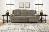 Draycoll Pewter Chenille Reclining Sofa - Ella Furniture