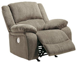 Draycoll Pewter Chenille Power Recliner - Ella Furniture