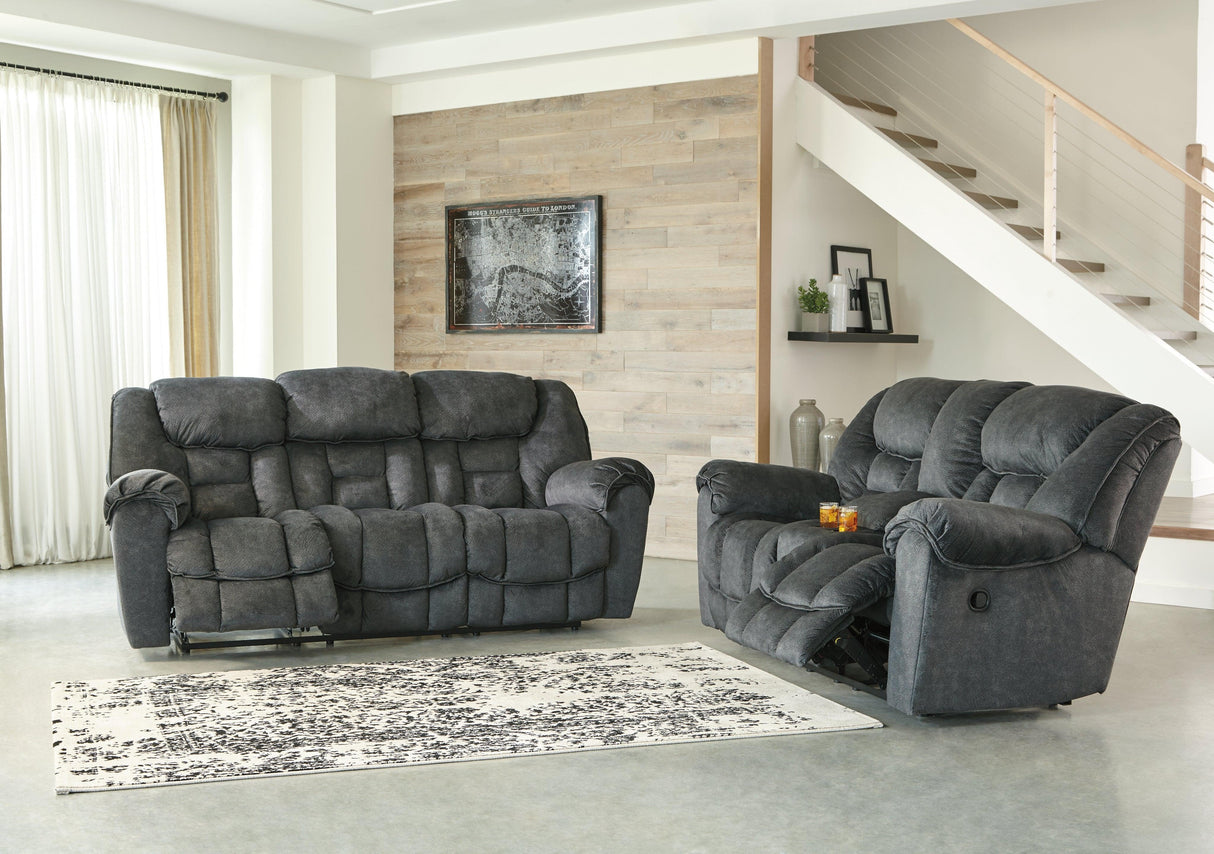 Capehorn Granite Microfiber Reclining Sofa - Ella Furniture