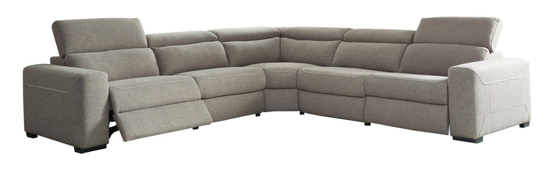 Mabton Gray 5-Piece Sectional With Recliner - Ella Furniture