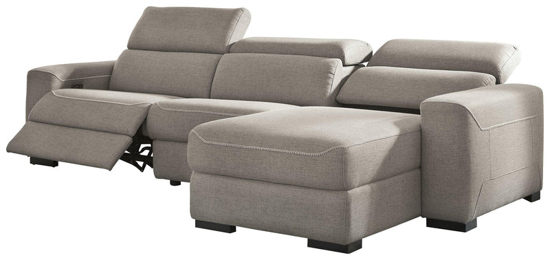 Mabton Gray Chenille 3-Piece Power Reclining Sectional - Ella Furniture