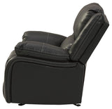 Calderwell Black Faux Leather Recliner - Ella Furniture