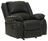 Calderwell Black Faux Leather Recliner - Ella Furniture