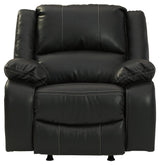 Calderwell Black Faux Leather Recliner - Ella Furniture