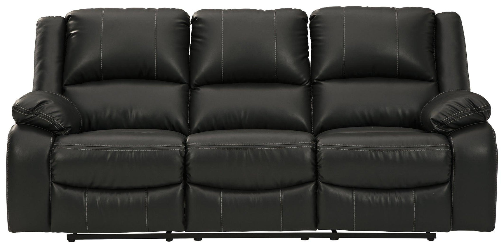 Calderwell Black Faux Leather Reclining Sofa - Ella Furniture