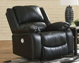 Calderwell Gray Faux Leather Power Recliner - Ella Furniture