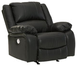 Calderwell Gray Faux Leather Power Recliner - Ella Furniture