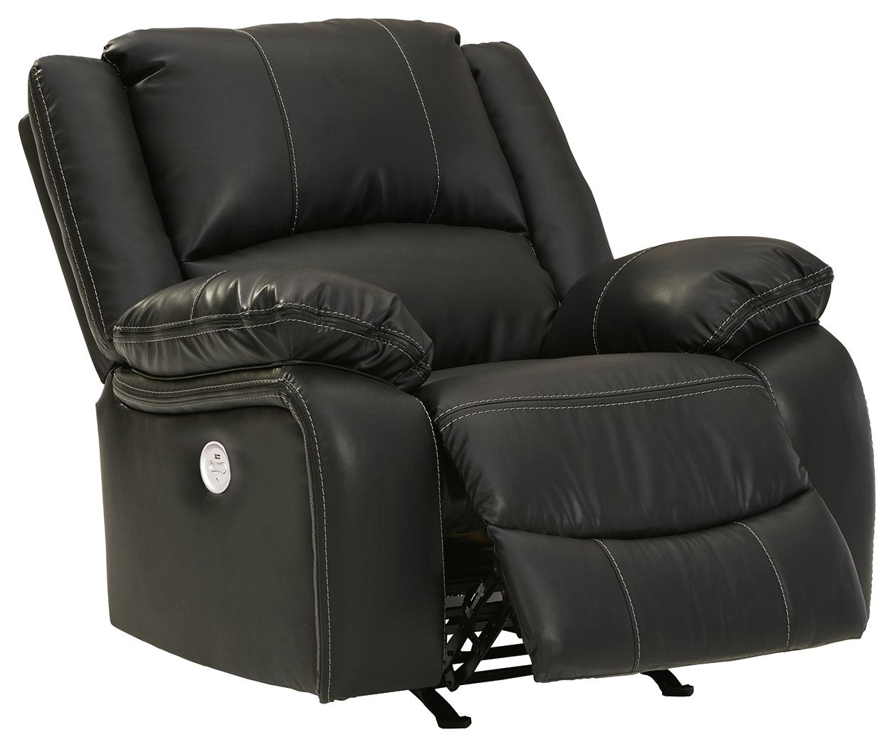 Calderwell Gray Faux Leather Power Recliner - Ella Furniture