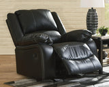 Calderwell Black Faux Leather Recliner - Ella Furniture