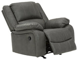 Calderwell Gray Faux Leather Recliner - Ella Furniture