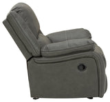 Calderwell Gray Faux Leather Recliner - Ella Furniture