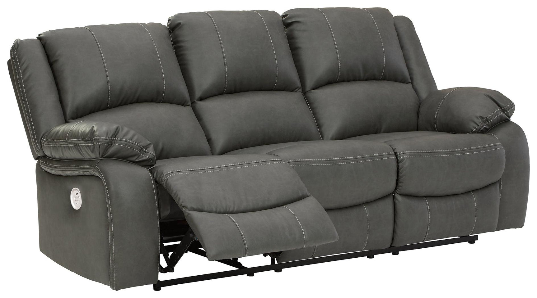 Calderwell Gray Faux Leather Power Reclining Sofa - Ella Furniture