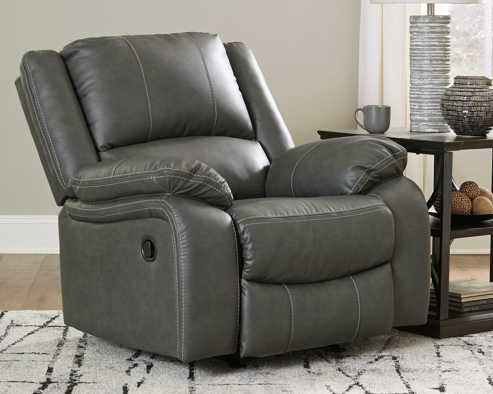 Calderwell Gray Faux Leather Recliner